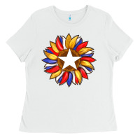 White american flag and sunflower with star Ladies Tee - Artiststas