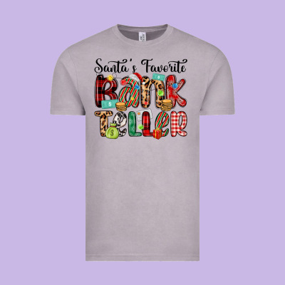 Santa S Favorite Bank Teller Vintage Tee Designed By Maliassmallbusiness