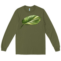 Army Green Golden Pothos Leaf Long Sleeve Tee - LillyAllenDesigns