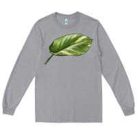 Heather Grey Golden Pothos Leaf Long Sleeve Tee - LillyAllenDesigns