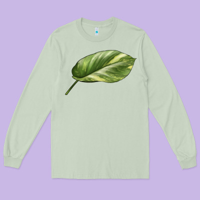 Golden Pothos Leaf Long Sleeve Tee Designed By Lillyallendesigns