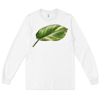 White Golden Pothos Leaf Long Sleeve Tee - LillyAllenDesigns