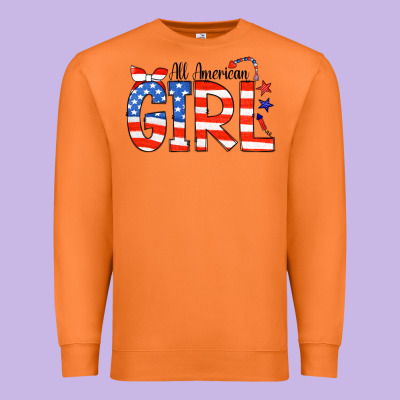 All American Girl Bandana Premium Sweatshirt Designed By Cowcowdesign