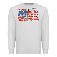 Dove Grey All American Girl Bandana Premium Sweatshirt - CowCowDesign
