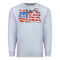 Heather Grey All American Girl Bandana Premium Sweatshirt - CowCowDesign
