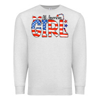 Oatmeal Heather All American Girl Bandana Premium Sweatshirt - CowCowDesign