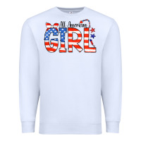 White All American Girl Bandana Premium Sweatshirt - CowCowDesign