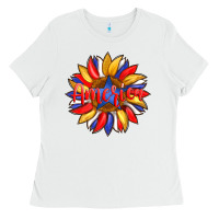 White america with american flag colors and sunflower with star Ladies Tee - Artiststas