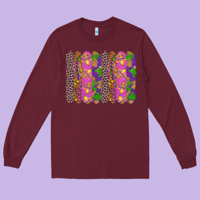 Mardi Gras Brushstrokes Long Sleeve Tee Designed By Ranaportraitstore