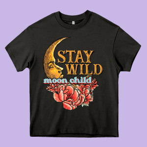 Stay Wild Moon Child Heavy Core Tee Designed By Jahusdesignshop