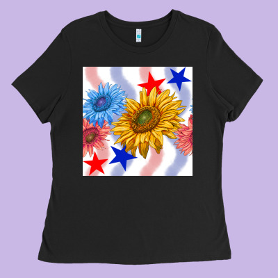 Patriotic Sunflowers Ladies Tee Designed By Bundleandbundleshop