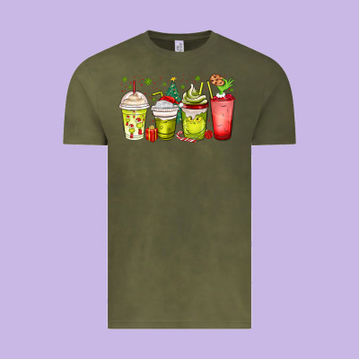 Christmas Characters Coffee Cups Vintage Tee Designed By Maliassmallbusiness