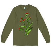 Army Green Tassel Flower Illustrations Long Sleeve Tee - LillyAllenDesigns