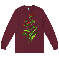 Burgundy Tassel Flower Illustrations Long Sleeve Tee - LillyAllenDesigns