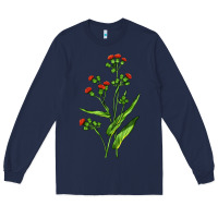 Navy Tassel Flower Illustrations Long Sleeve Tee - LillyAllenDesigns
