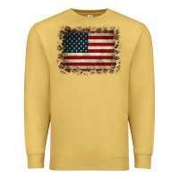 Antique Gold America Flag and Leopard Premium Sweatshirt - CowCowDesign