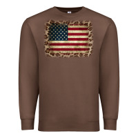 Chestnut America Flag and Leopard Premium Sweatshirt - CowCowDesign