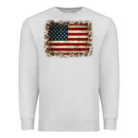 Dove Grey America Flag and Leopard Premium Sweatshirt - CowCowDesign