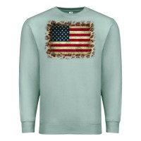 Seafoam America Flag and Leopard Premium Sweatshirt - CowCowDesign