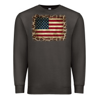 Smoke America Flag and Leopard Premium Sweatshirt - CowCowDesign