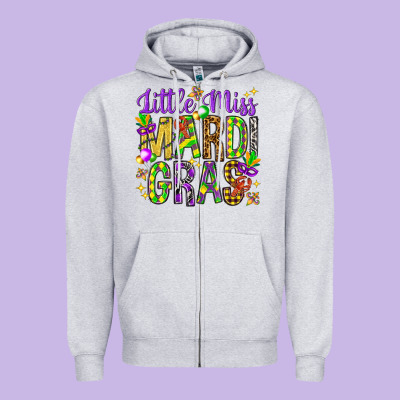 Little Miss Mardi Gras Zipper Hoodie Designed By Howdyjamesfarm