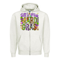 Oatmeal Heather Little miss Mardi Gras Zipper Hoodie - HowdyJamesFarm