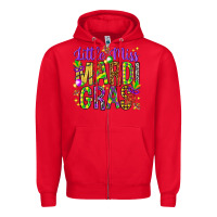 Red Little miss Mardi Gras Zipper Hoodie - HowdyJamesFarm