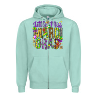 Seafoam Little miss Mardi Gras Zipper Hoodie - HowdyJamesFarm