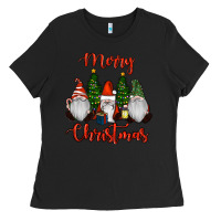 Black Merry Christmas Gnomes Ladies Tee - RanaPortraitStore