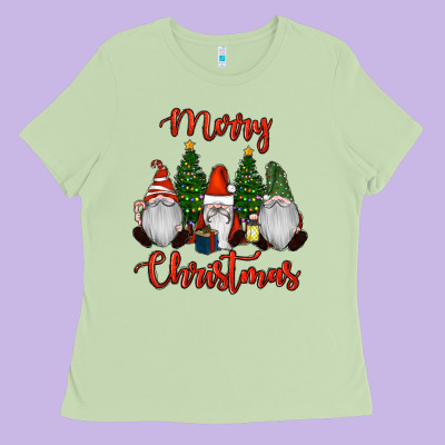 Merry Christmas Gnomes Ladies Tee Designed By Ranaportraitstore