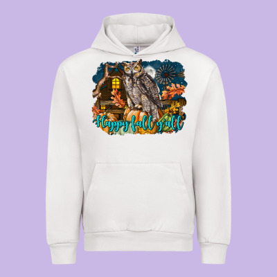 Happy Fall Y'all Owl Urban Hoodie Designed By Lillyallendesigns