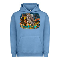 Pigment Pebble Blue Happy Fall Y'all Owl Urban Hoodie - LillyAllenDesigns