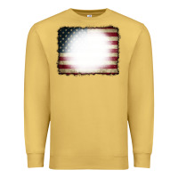 Antique Gold American Flag Bleach Effect Premium Sweatshirt - CowCowDesign