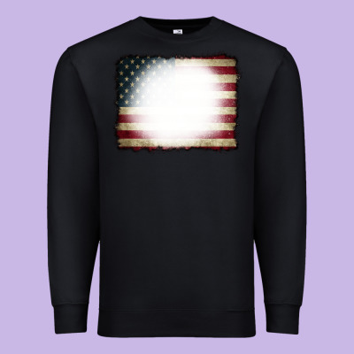 American Flag Bleach Effect Premium Sweatshirt Designed By Cowcowdesign