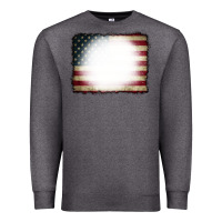 Charcoal Heather American Flag Bleach Effect Premium Sweatshirt - CowCowDesign