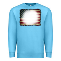 Ocean Blue American Flag Bleach Effect Premium Sweatshirt - CowCowDesign
