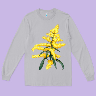 Botanical Goldenrod Illustrations Long Sleeve Tee Designed By Lillyallendesigns