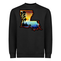 Black louisiana  sunset map Heavyweight Sweatshirt - BarkalooDesign