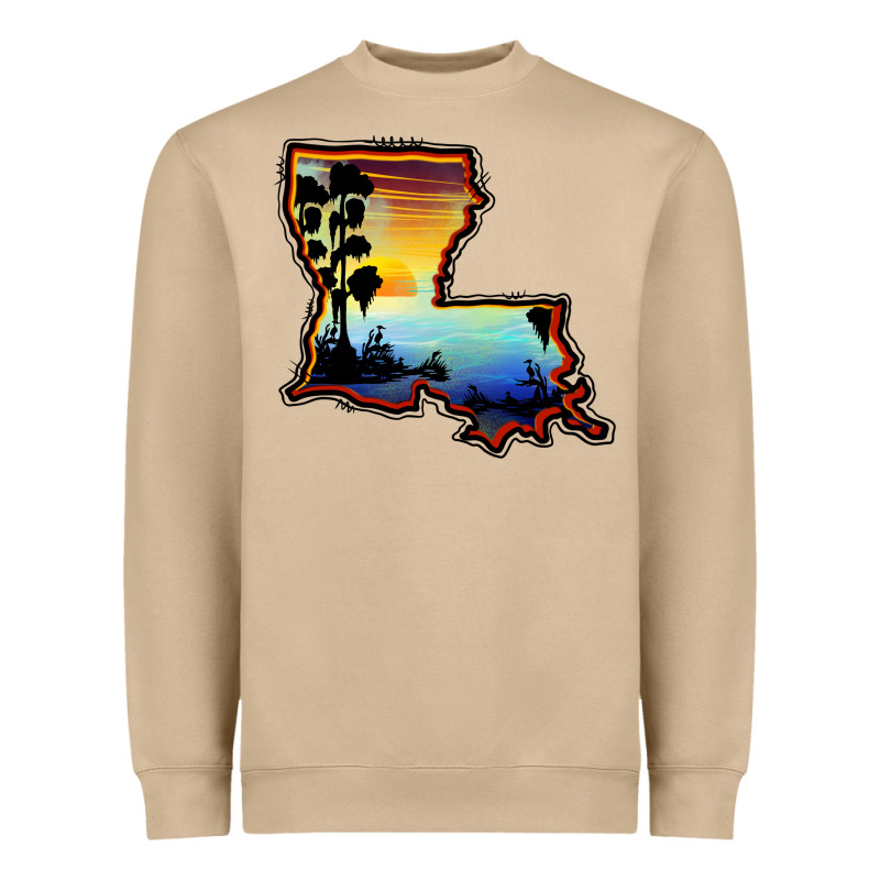 Louisiana  Sunset Map Heavyweight Sweatshirt by BarkalooDesign | Teevron