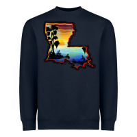 Navy louisiana  sunset map Heavyweight Sweatshirt - BarkalooDesign