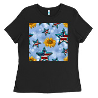 Patriotic Stars And Sunflower Ladies Tee | Teevron