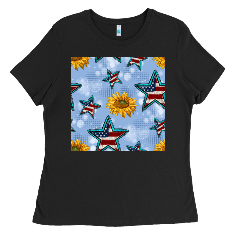 Patriotic Stars And Sunflower Ladies Tee by BundleAndBundleShop | Teevron