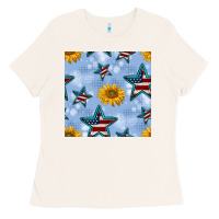 Bone patriotic stars and sunflower Ladies Tee - BundleAndBundleShop