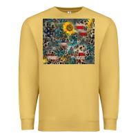 Antique Gold America Flag Leopard Gemstone Sunflower Premium Sweatshirt - CowCowDesign