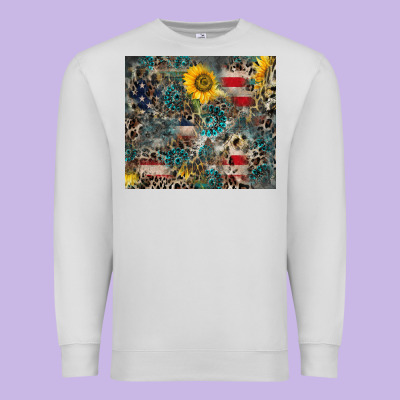 America Flag Leopard Gemstone Sunflower Premium Sweatshirt Designed By Cowcowdesign