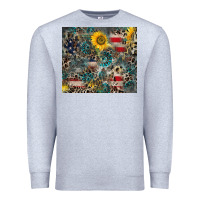 Heather Grey America Flag Leopard Gemstone Sunflower Premium Sweatshirt - CowCowDesign