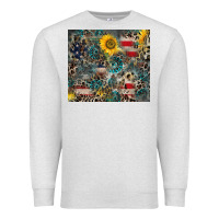Oatmeal Heather America Flag Leopard Gemstone Sunflower Premium Sweatshirt - CowCowDesign