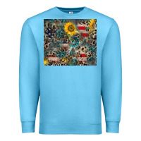Ocean Blue America Flag Leopard Gemstone Sunflower Premium Sweatshirt - CowCowDesign