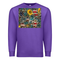 Purple America Flag Leopard Gemstone Sunflower Premium Sweatshirt - CowCowDesign