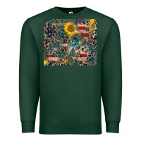 Sports Green America Flag Leopard Gemstone Sunflower Premium Sweatshirt - CowCowDesign